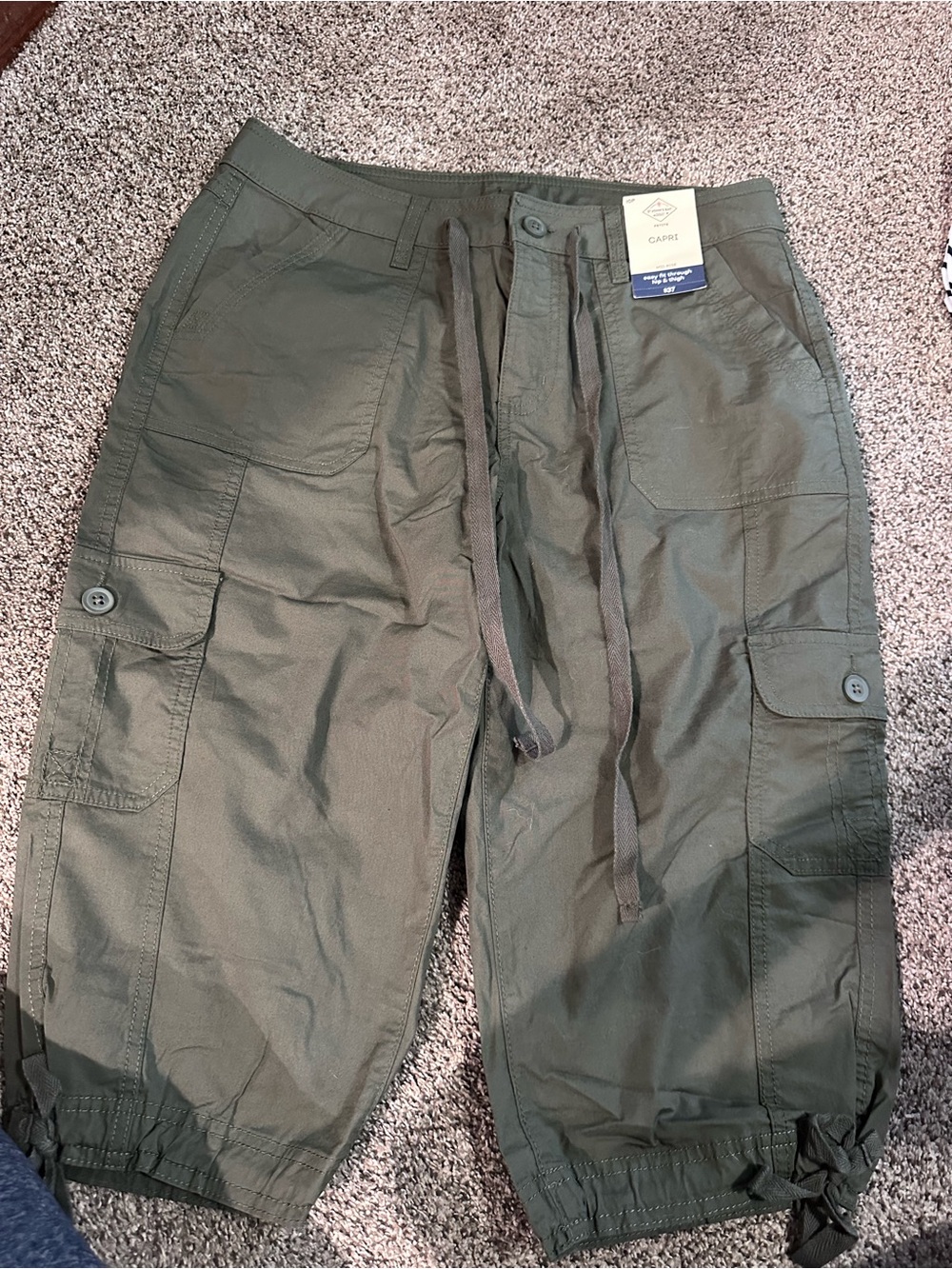 St. John's Bay Olive Green Cargo Shorts with Drawstring Waist